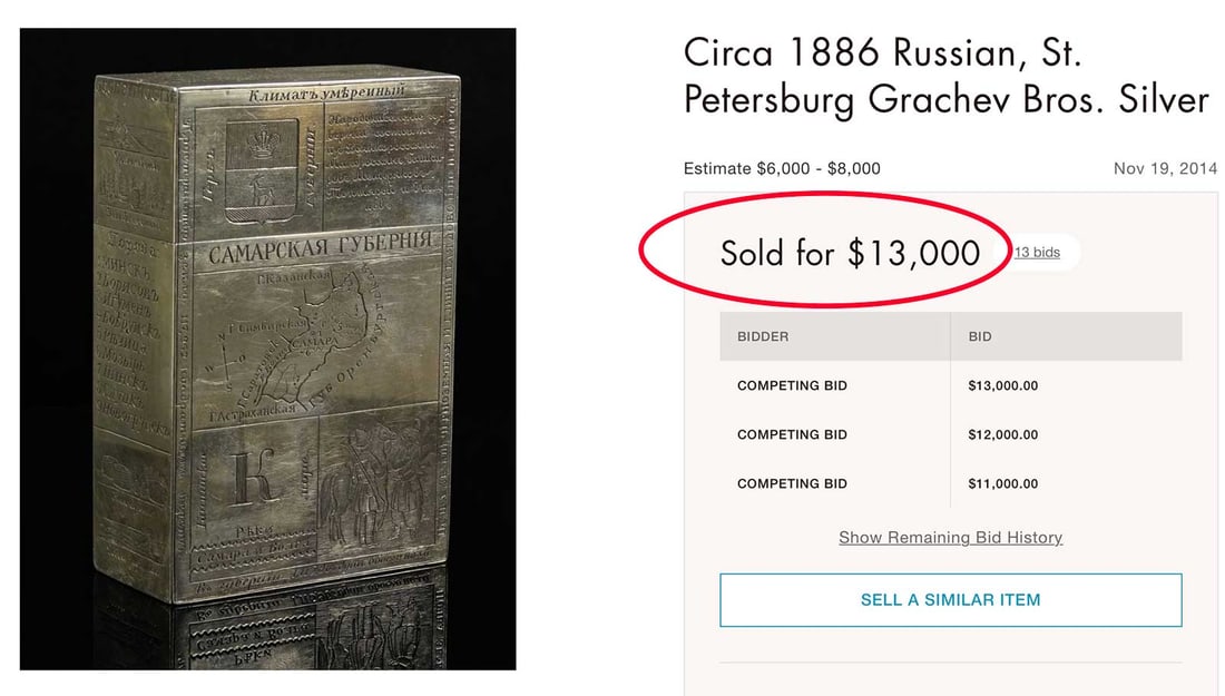 LARGE RUSSIAN SILVER TABLE CIGAR BOX - 8