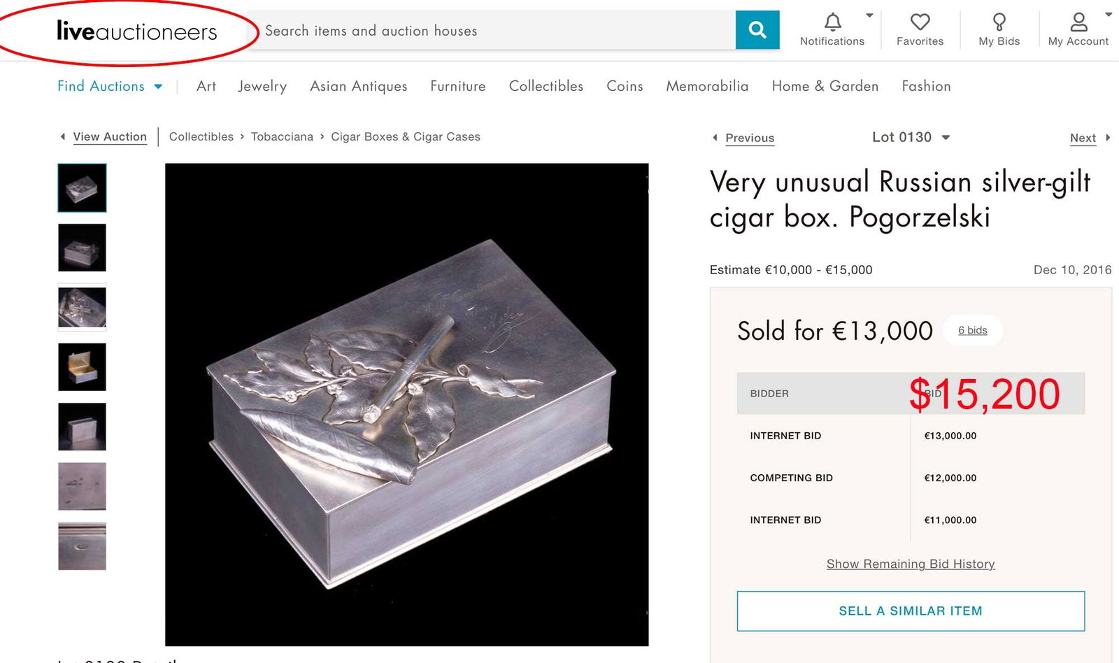 LARGE RUSSIAN SILVER TABLE CIGAR BOX - 9