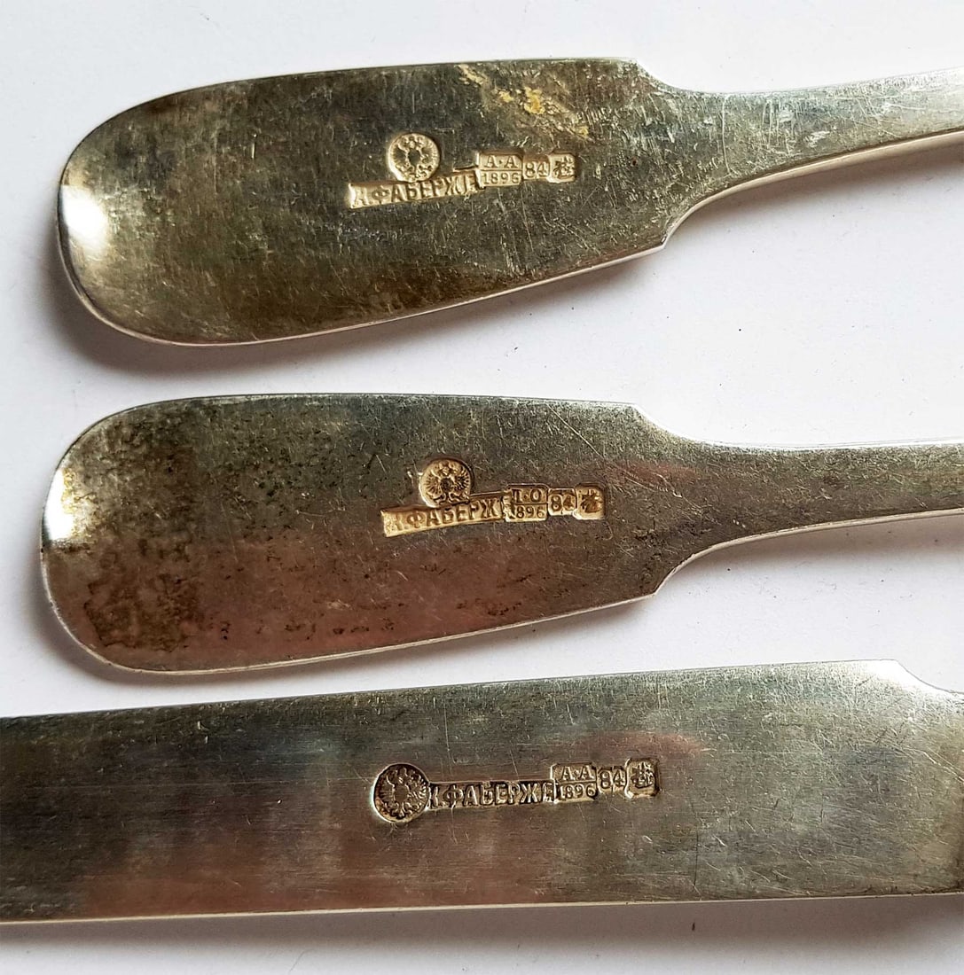 FABERGE - RUSSIAN SILVER FLATWARE SET, 1896 - 16