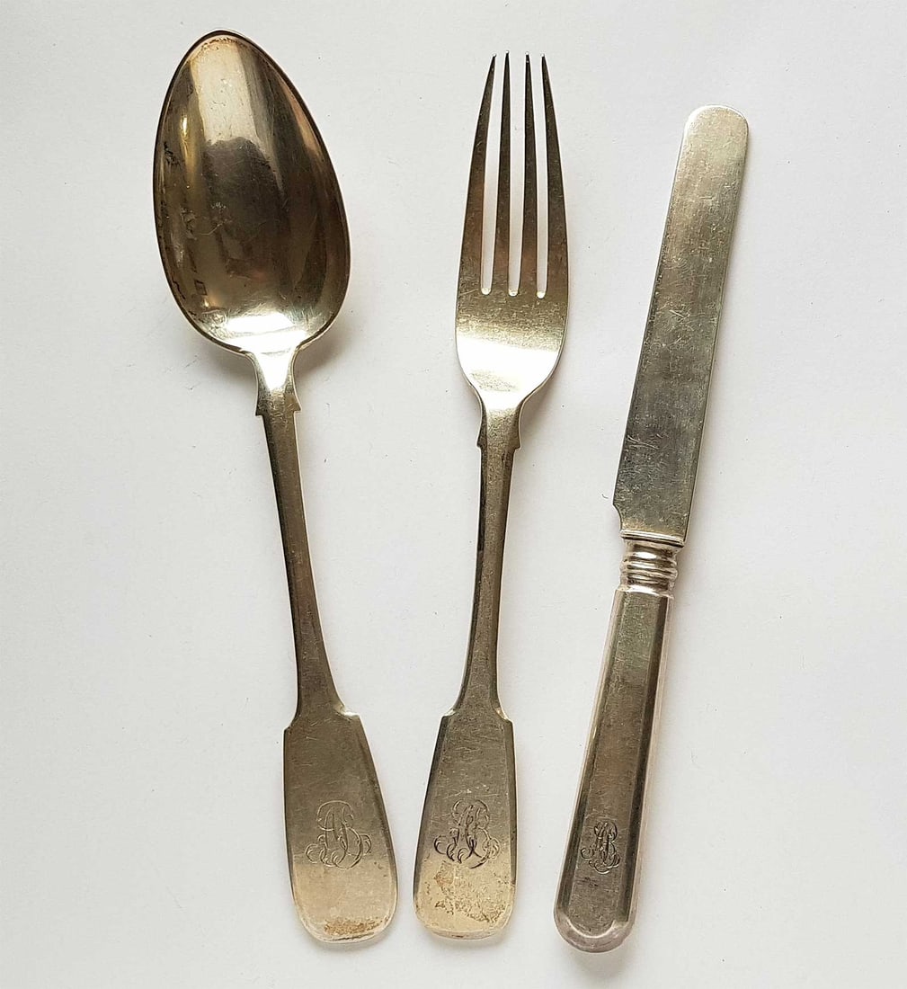 FABERGE - RUSSIAN SILVER FLATWARE SET, 1896 - 3