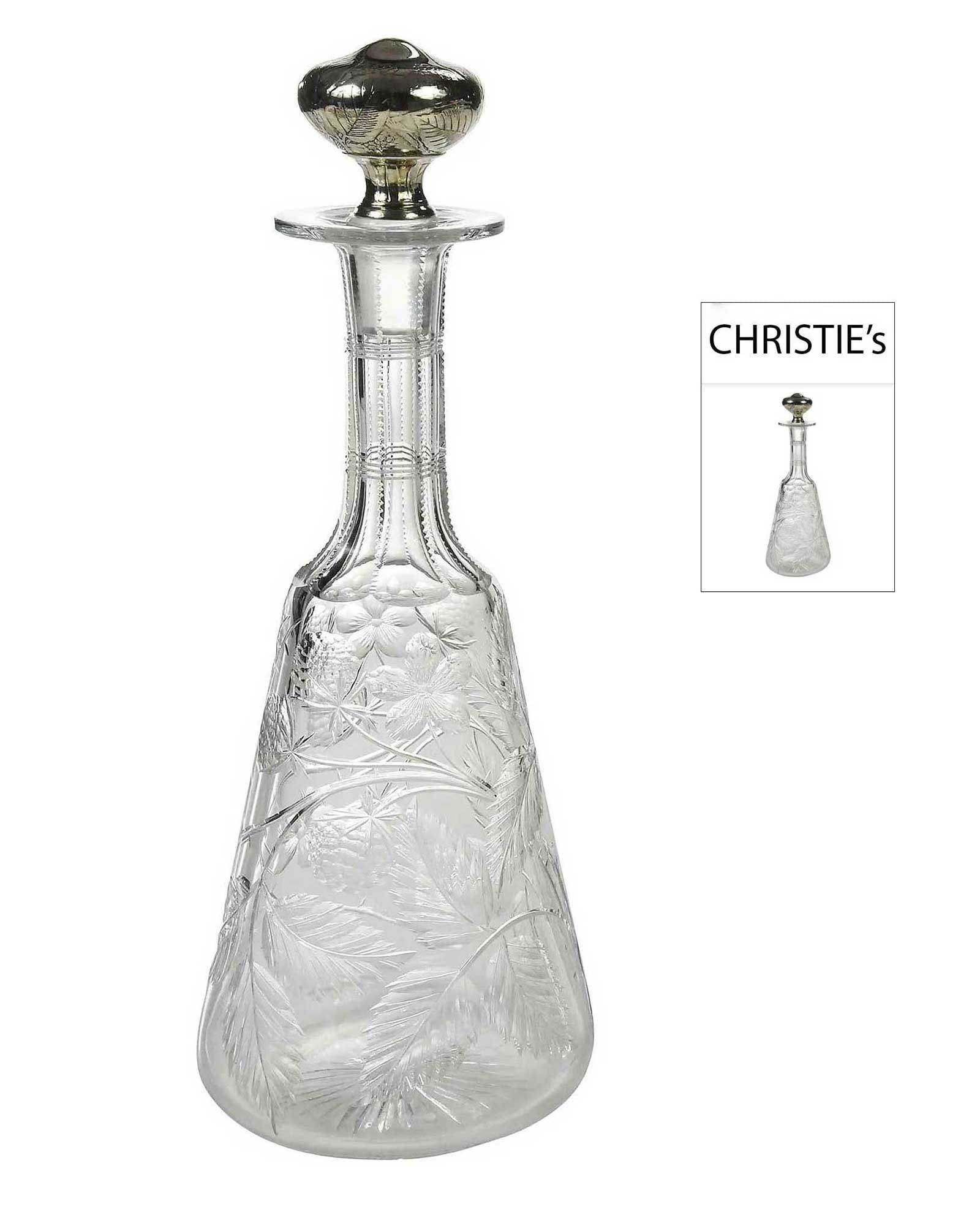TIFFANY AMERICAN SILVER CUT GLASS DECANTER, 1915 (1 of 15)