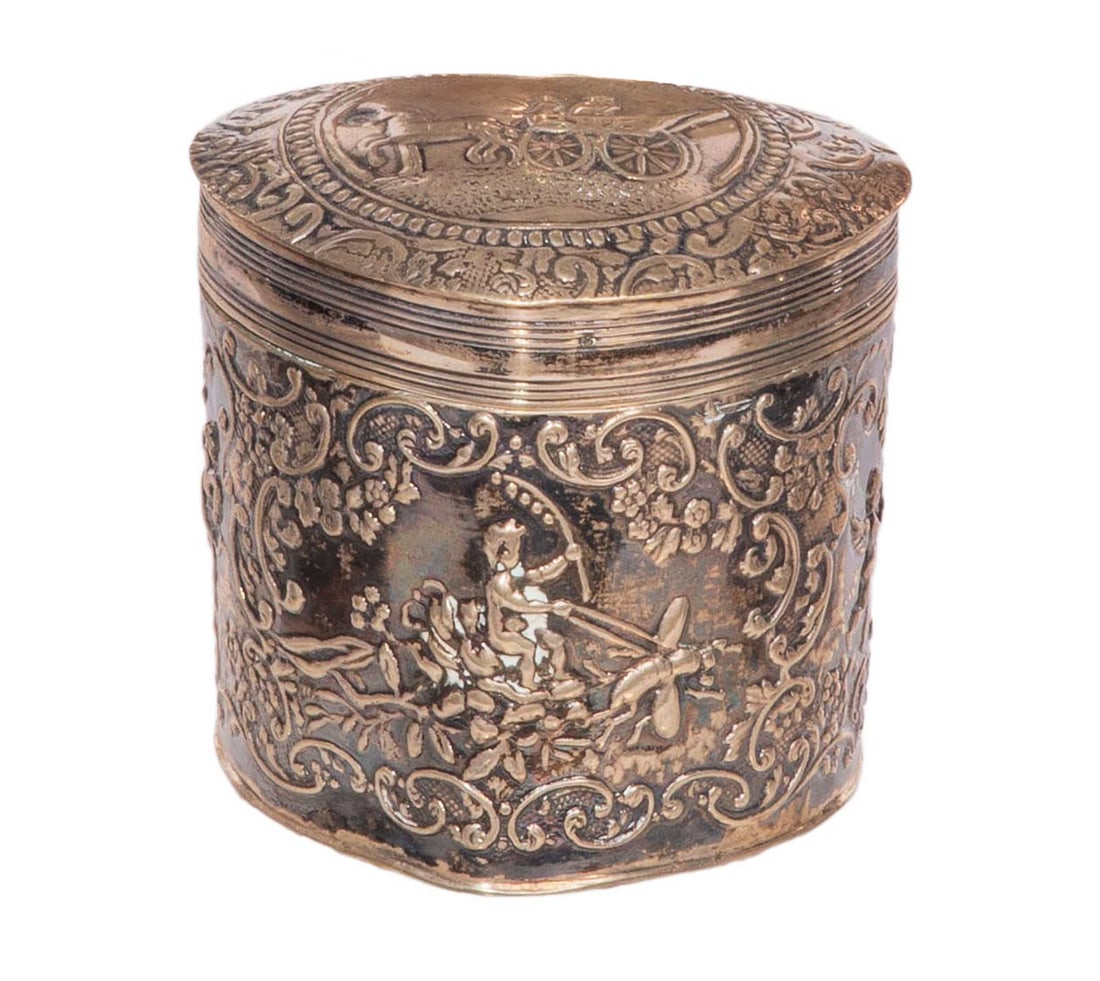 ANTIQUE ENGLISH SILVER TEA CADDY (1 of 9)