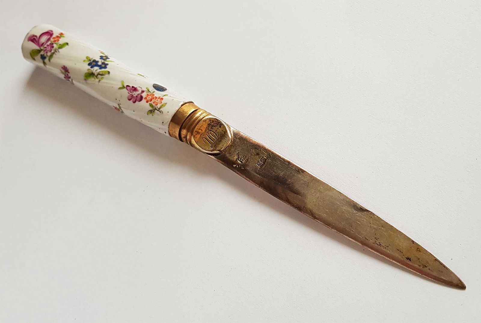 RUSSIAN SILVER PORCELAIN KNIFE, CATHERINA II, 1770 (1 of 12)