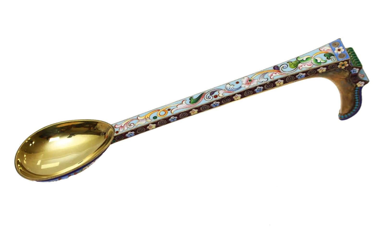 LARGE RUSSIAN SILVER SERVING SPOON, KOVSH - 10