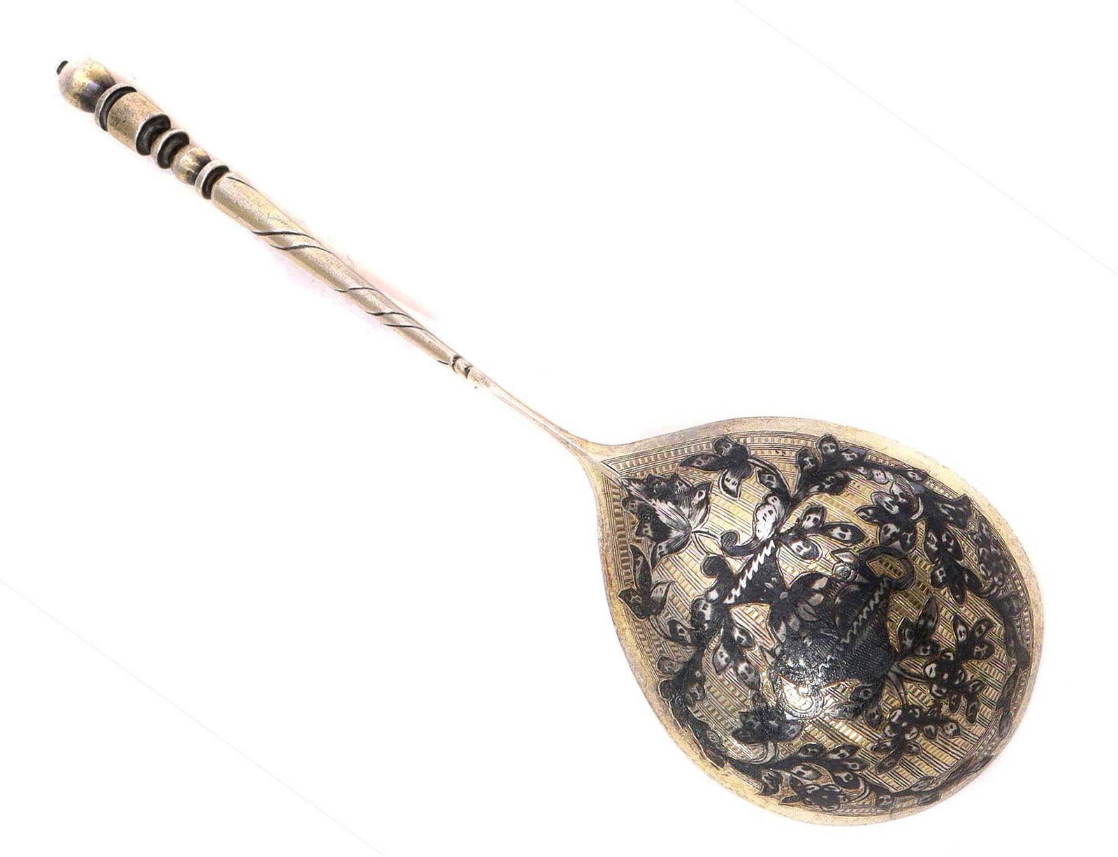 LARGE ANTIQUE RUSSIAN SILVER NIELLO SPOON, 1833 (1 of 10)