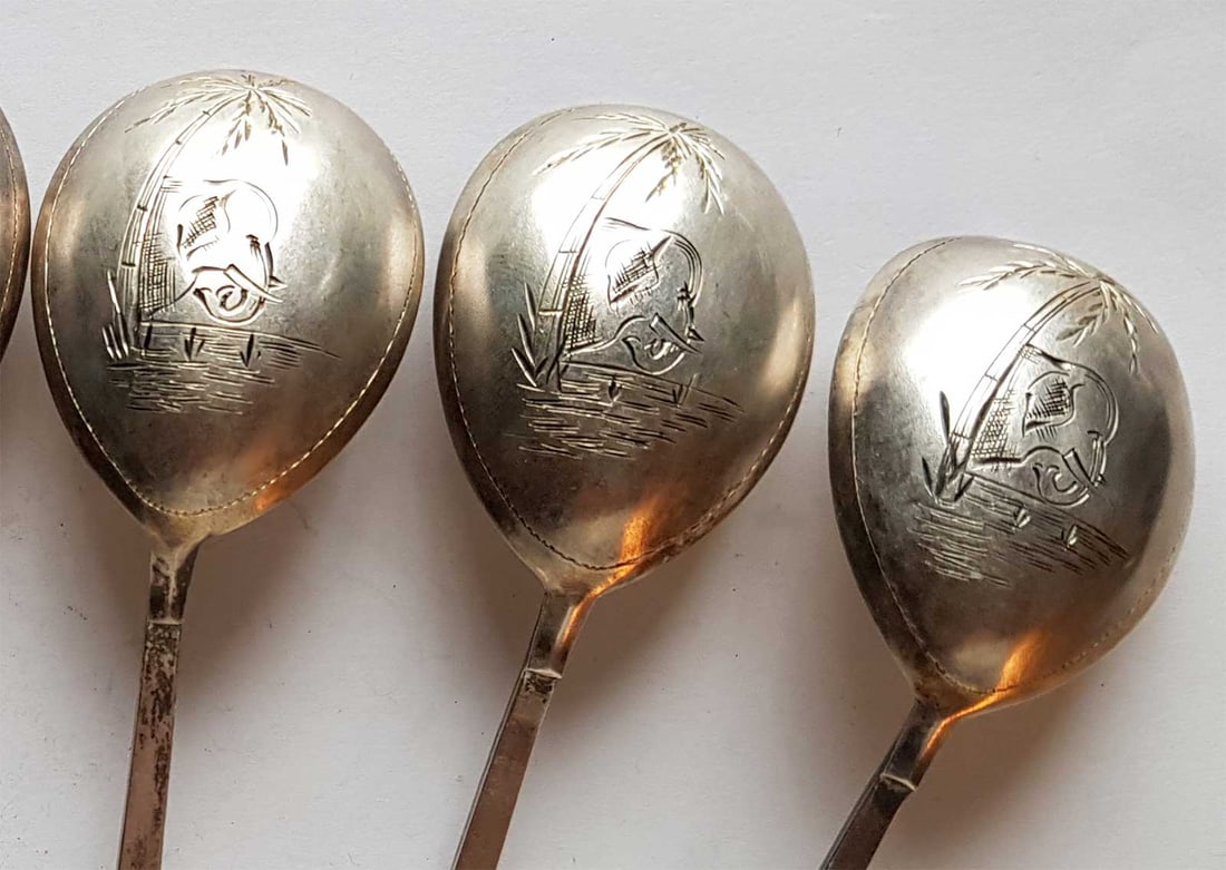 RUSSIAN IMPERIAL SILVER SPOONS, MARKED (1 of 8)