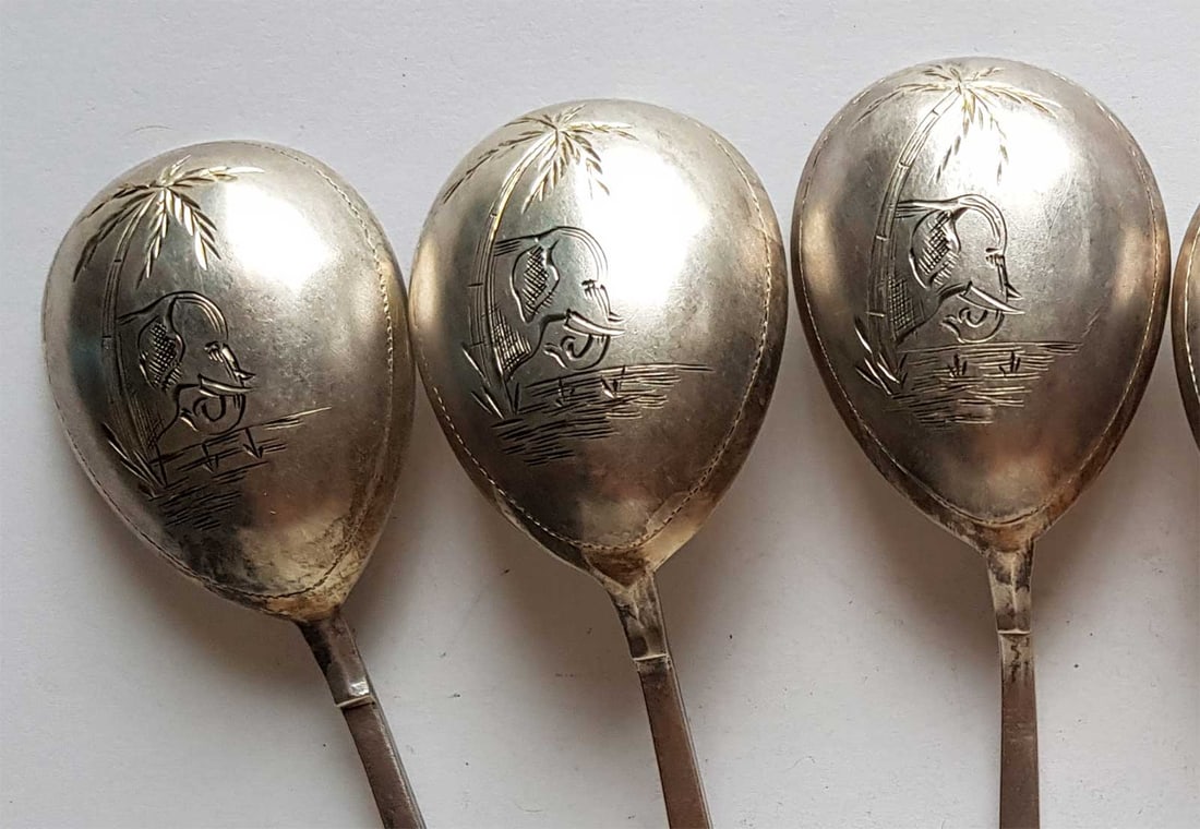 RUSSIAN IMPERIAL SILVER SPOONS, MARKED (1 of 8)