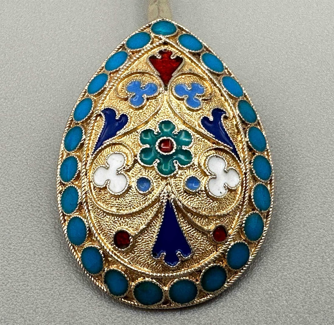 ANTIQUE RUSSIAN SILVER ENAMEL SPOON (1 of 12)