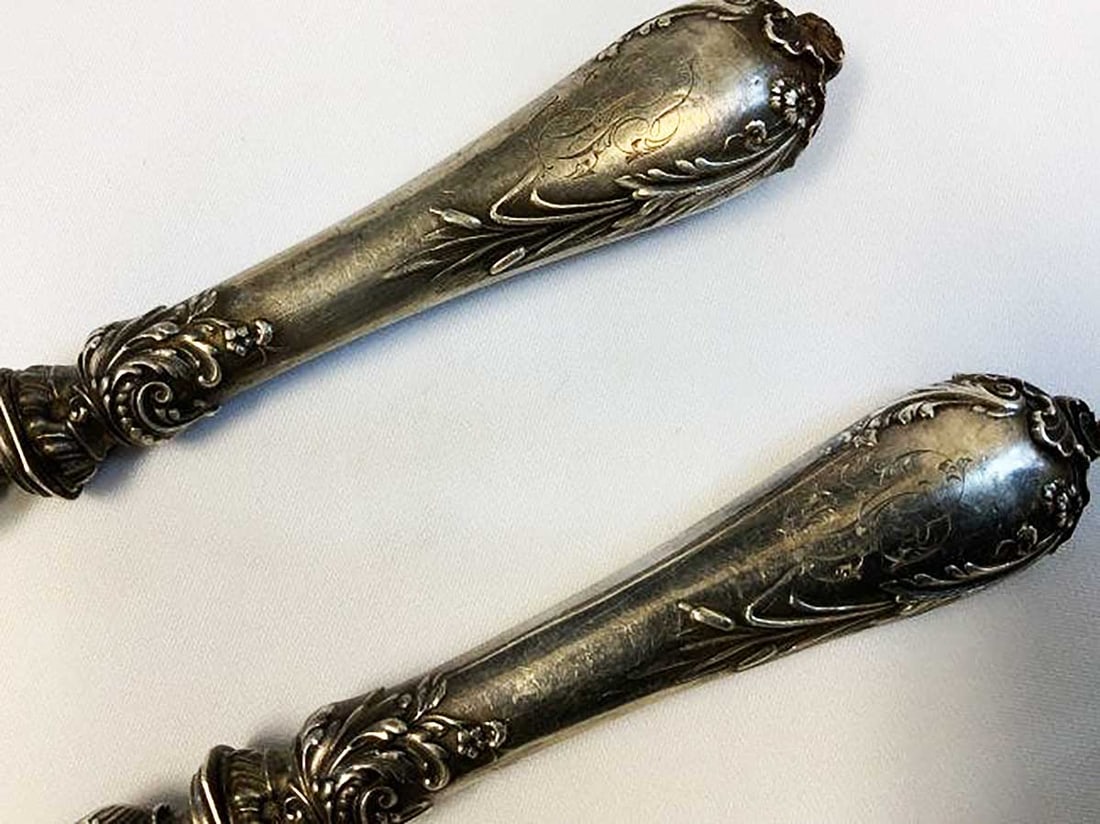 RUSSIAN SILVER & BONE FORK & SPOON SET - 4