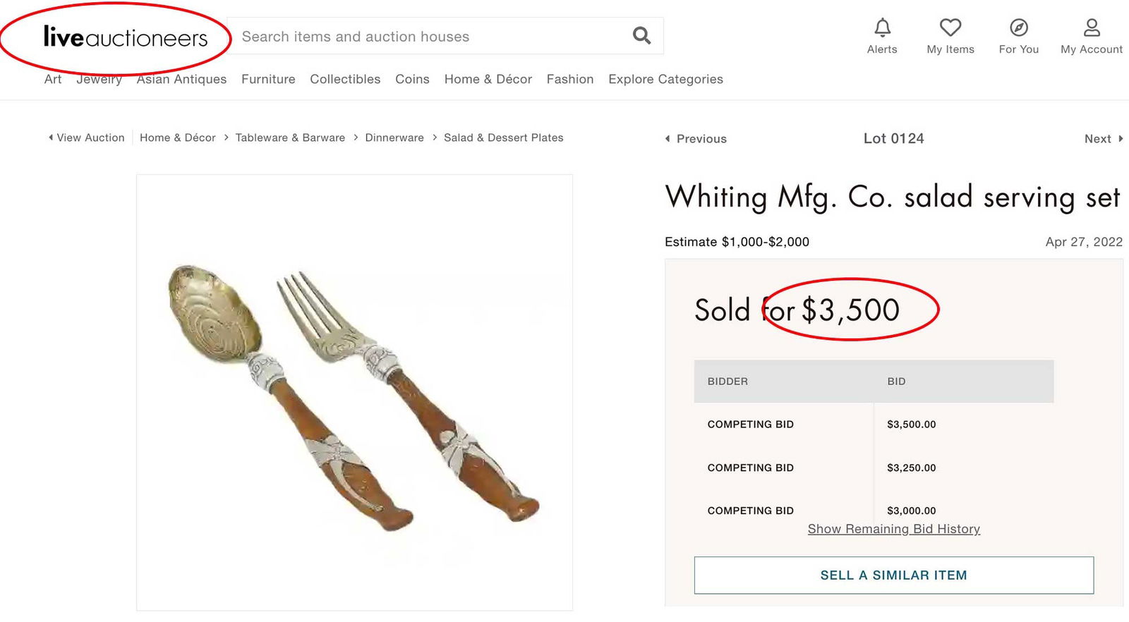 RUSSIAN SILVER & BONE FORK & SPOON SET - 6