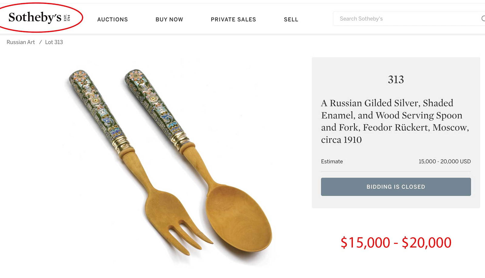 RUSSIAN SILVER & BONE FORK & SPOON SET - 8
