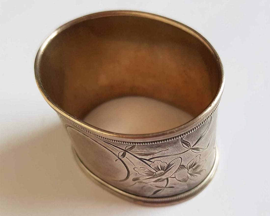 RUSSIAN SILVER NAPKIN RING, MARKED - 3