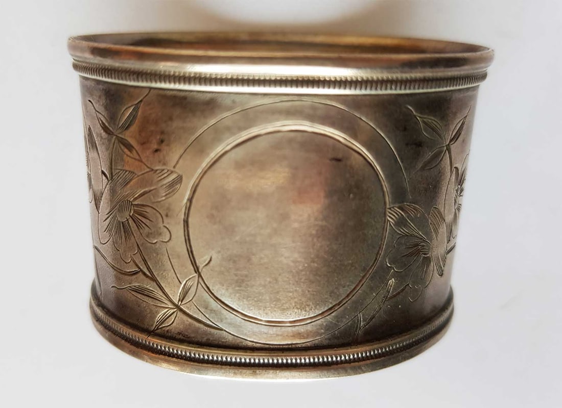 RUSSIAN SILVER NAPKIN RING, MARKED - 4