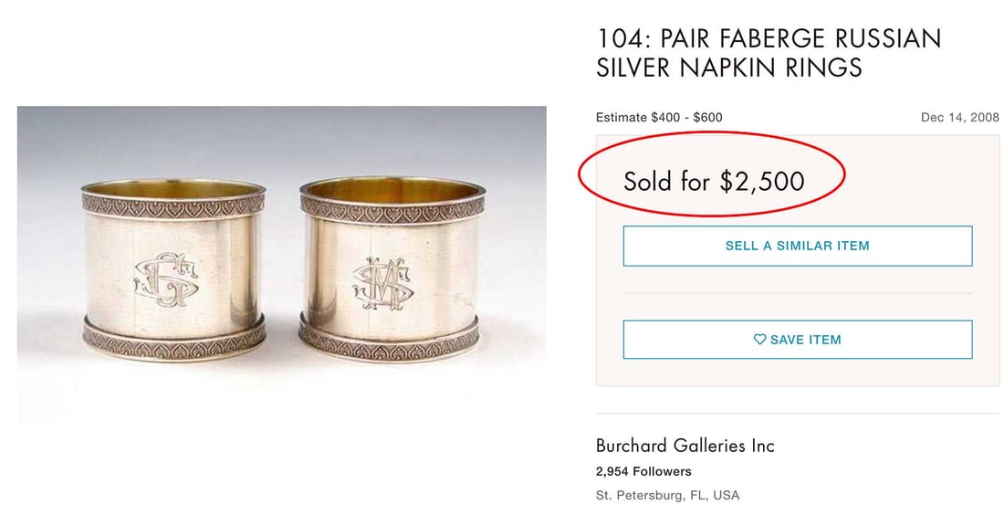 RUSSIAN SILVER NAPKIN RING, MARKED - 6