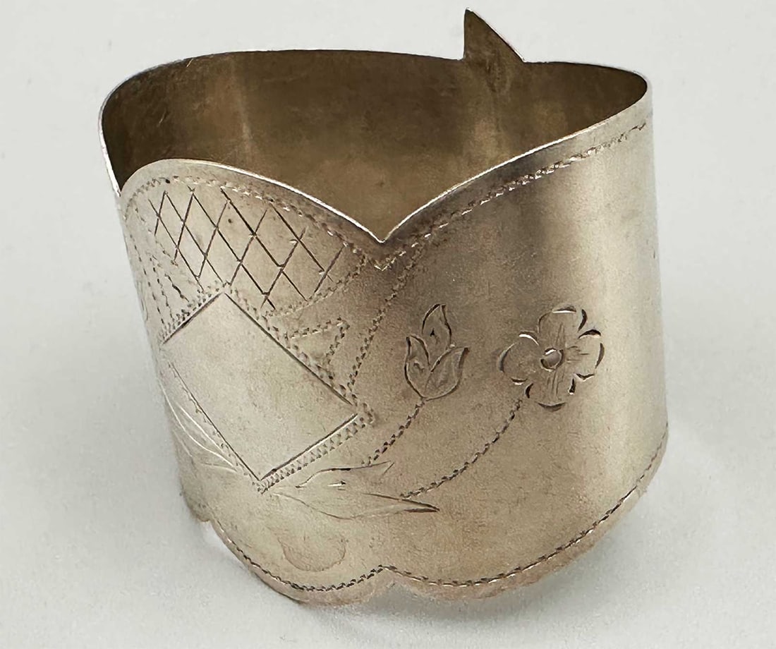 RUSSIAN SILVER NAPKIN RING, MARKED - 2