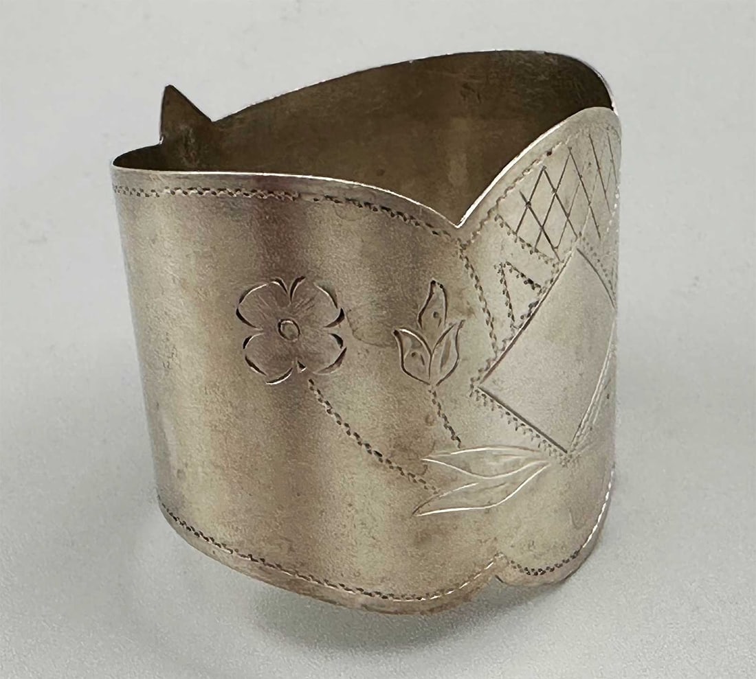 RUSSIAN SILVER NAPKIN RING, MARKED - 3