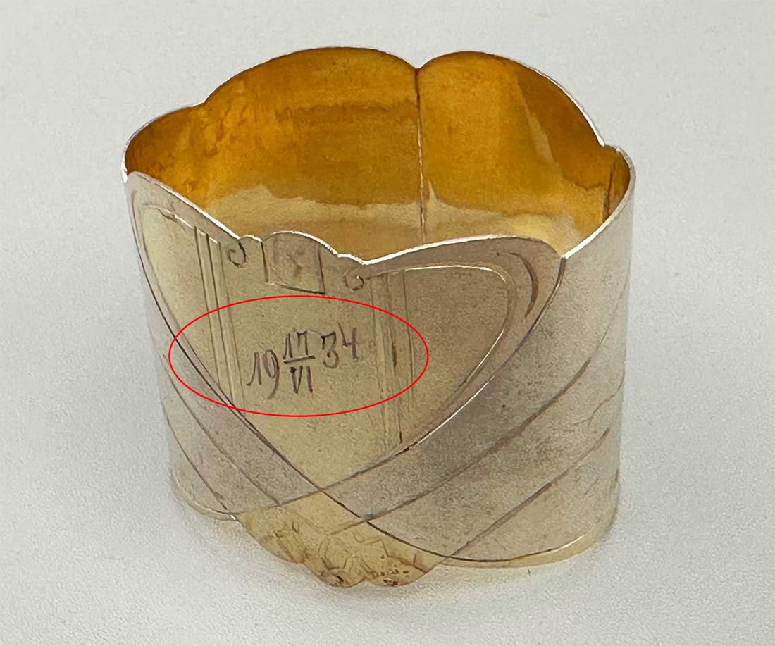 RUSSIAN SILVER NAPKIN RING, MARKED - 4