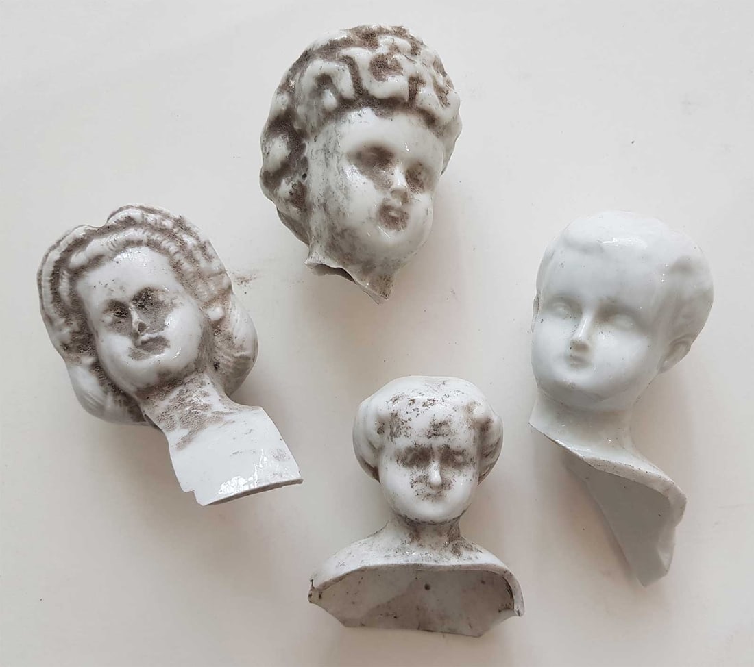 GERMAN WWII PORCELAIN DOLL 4 HEADS: Display Items! Price Reduced — Limited-Time Offer! GERMAN WWII PORCELAIN DOLL FOUR HEADS For your viewing is a rare set of FOUR GERMAN WWII PORCELAIN DOLL HEADS. This style of doll was very common i