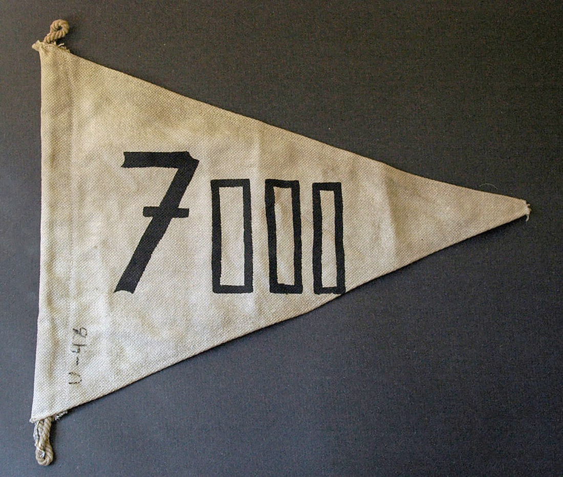 GERMAN WWII U-BOAT KILL FLAG, U-46: Display Item! Price Reduced — Limited-Time Offer! GERMAN WWII KRIEGSMARINE U-BOAT KILL FLAG, U-46 For your viewing pleasure, here is a German WWII Kriegsmarine U-Boat kill flag from U-46. U-46 was s