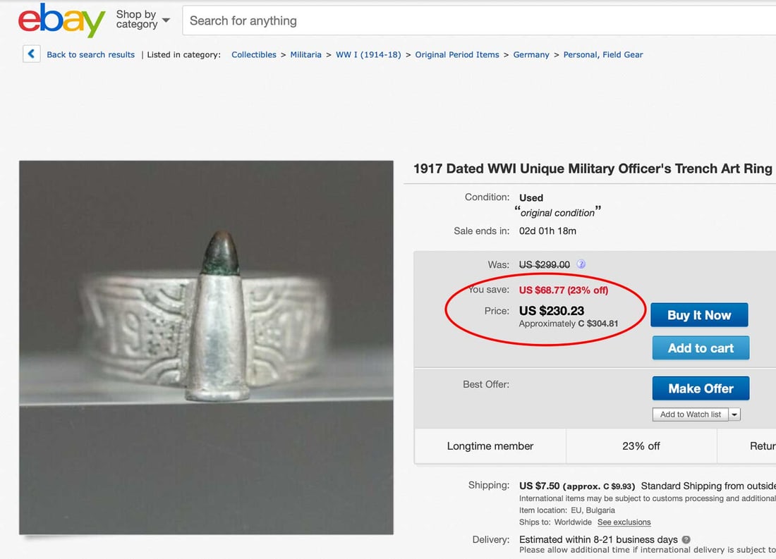 GERMAN WWII RING DATED 9.1.1942 - 14