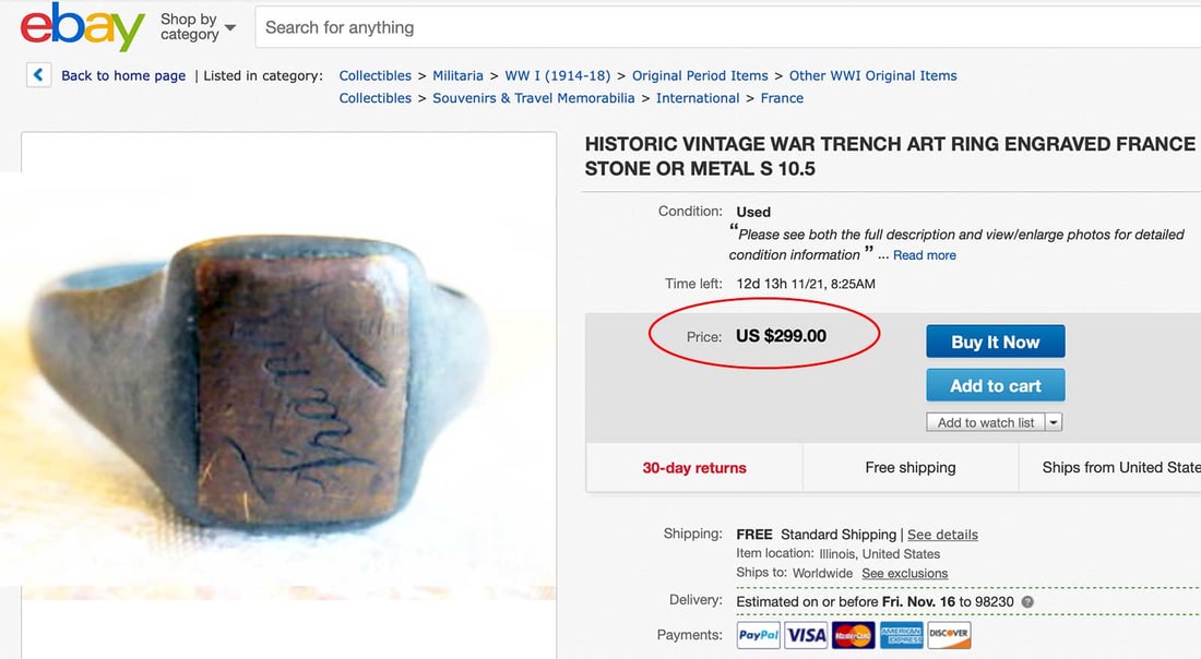 GERMAN WWII RING DATED 9.1.1942 - 17