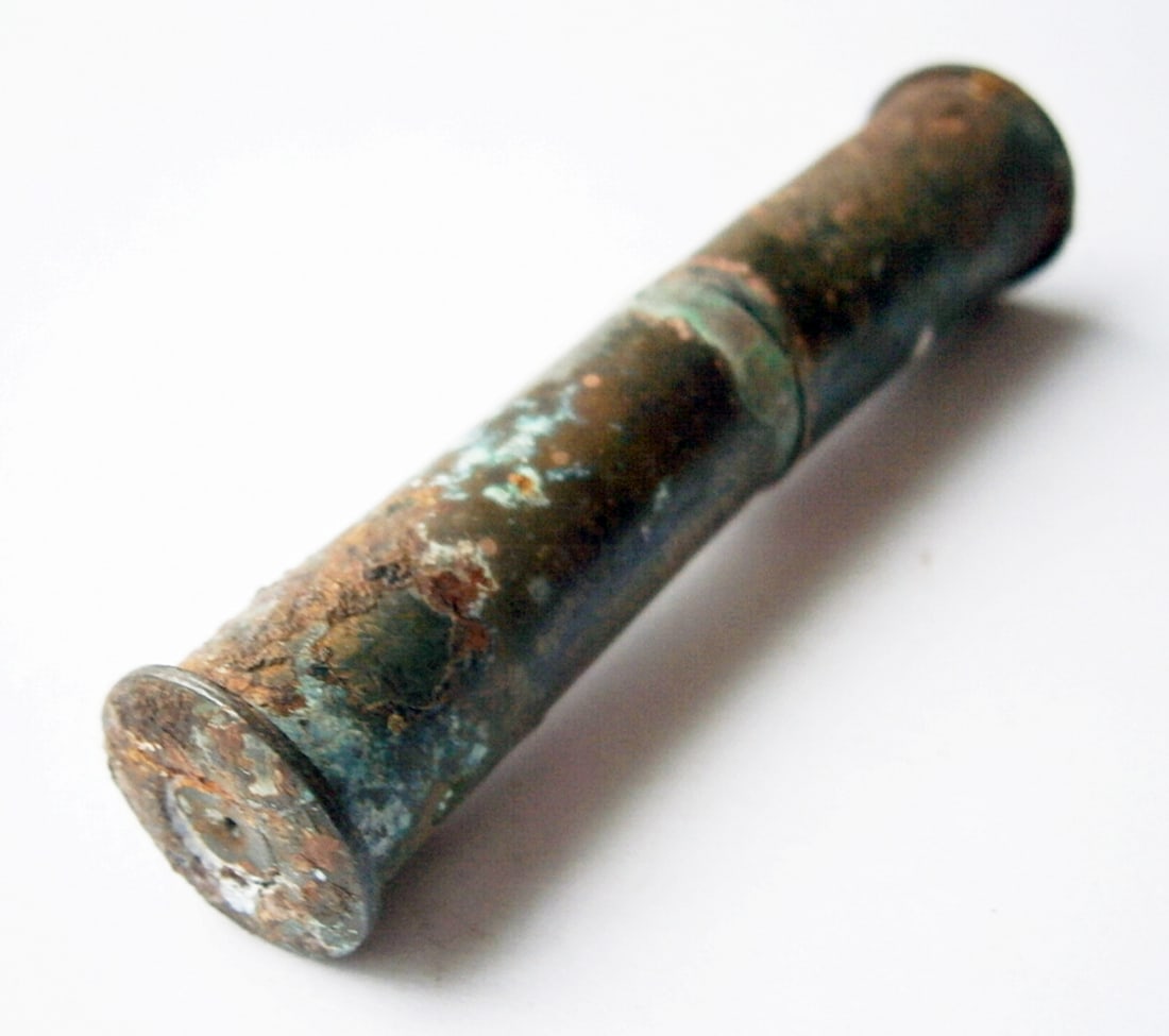 UNUSUAL GERMAN WWII DOG TAG: Great Display Item! Price Reduced — Limited-Time Offer! GERMAN WWII UNUSUAL DOG TAG, TRENCH ART German WWII Unusual Dog Tag made from a round shell cartridge. This is a very collectible item and is