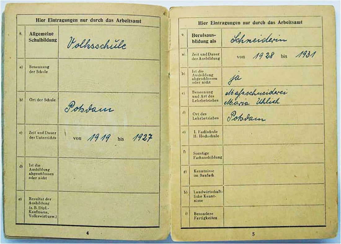 GERMAN WORKER BOOKLETS, ARBEITSBUCH - 7