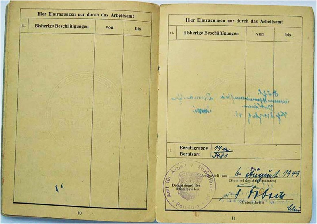 GERMAN WORKER BOOKLETS, ARBEITSBUCH - 8