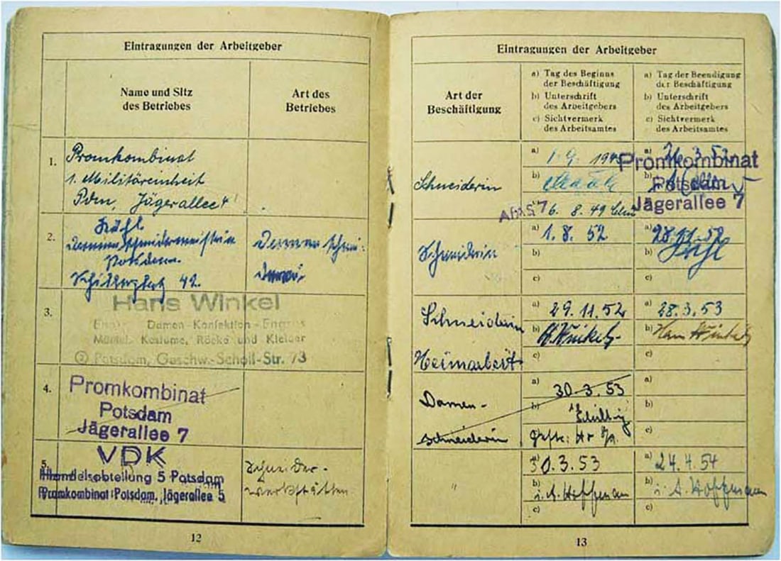 GERMAN WORKER BOOKLETS, ARBEITSBUCH - 9