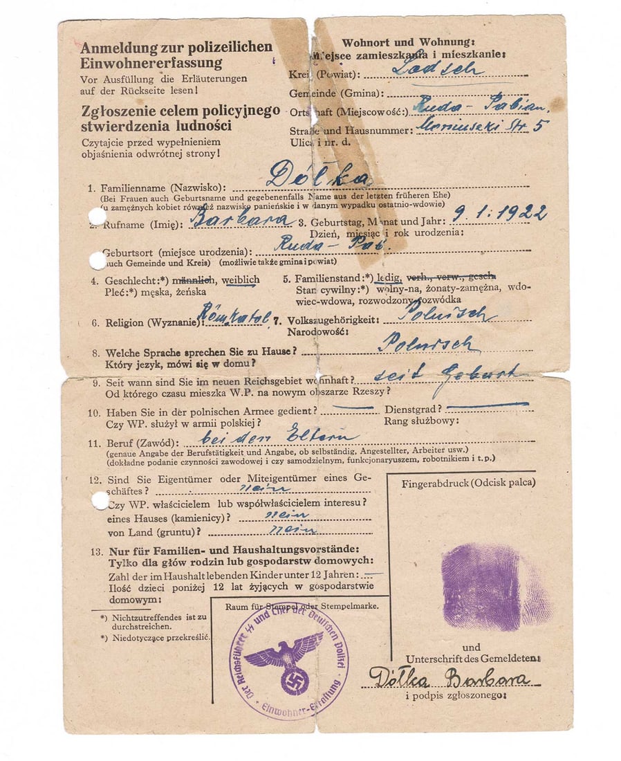 GERMAN WWII POLIZEI CRIMINAL RECORD w. FINGERS STAMP: Price Reduced — Limited-Time Offer! RARE GERMAN WWII POLIZEI CRIMINAL RECORD with FINGERS STAMP For your consideration is a rare German WWII Polizei criminal record with fingerprint stamp. This is