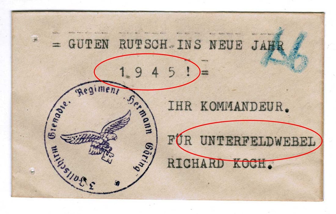 GERMAN WWII STAFF PREMIUM/PRIZE ENVELOPE, 1945 (1 of 8)