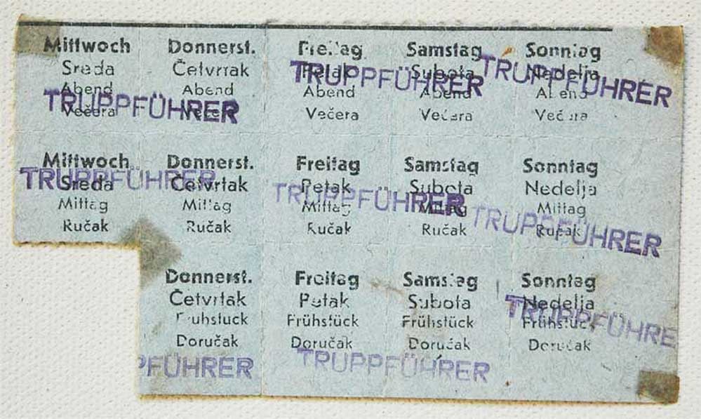 GERMAN WWII MEAL TICKET for COMMANDERS: Great Display Piece! Price Reduced — Limited-Time Offer! VERY RARE GERMAN WWII MEAL TICKET for COMMANDERS, TRUPPENFURER, 1943 German WWII meal ticket for commanders, Truppenführer, dated 1943. The