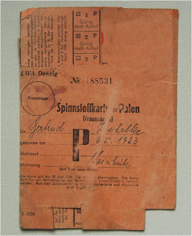 GERMAN WWII CLOTH TICKETS fr. LITZMANNSTADT: Great Display Piece! Price Reduced — Limited-Time Offer! RARE GERMAN WWII CLOTH TICKETS, KARTA KONTROLNA for POLISH from LITZMANNSTADT, 1944 German WWII cloth tickets, 'KARTA KONTROLNA', for Poles f