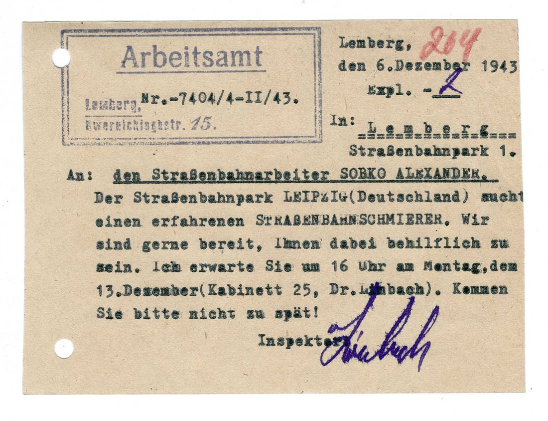 GERMAN WWII DOCUMENT POLAND-UKRAINE, 1943 fr. ARCHIVE (1 of 10)