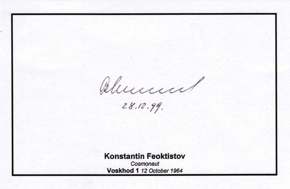 RUSSIAN COSMONAUT SIGNED CARD, FEOKTISTOV (1 of 11)