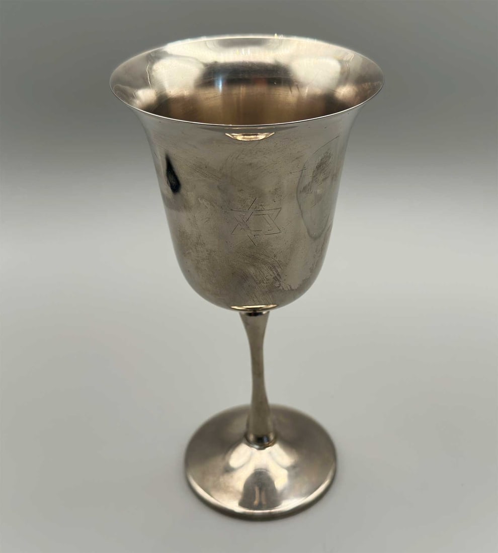 JEWISH KIDDUSH GOBLET w. STAR of DAVID (1 of 7)