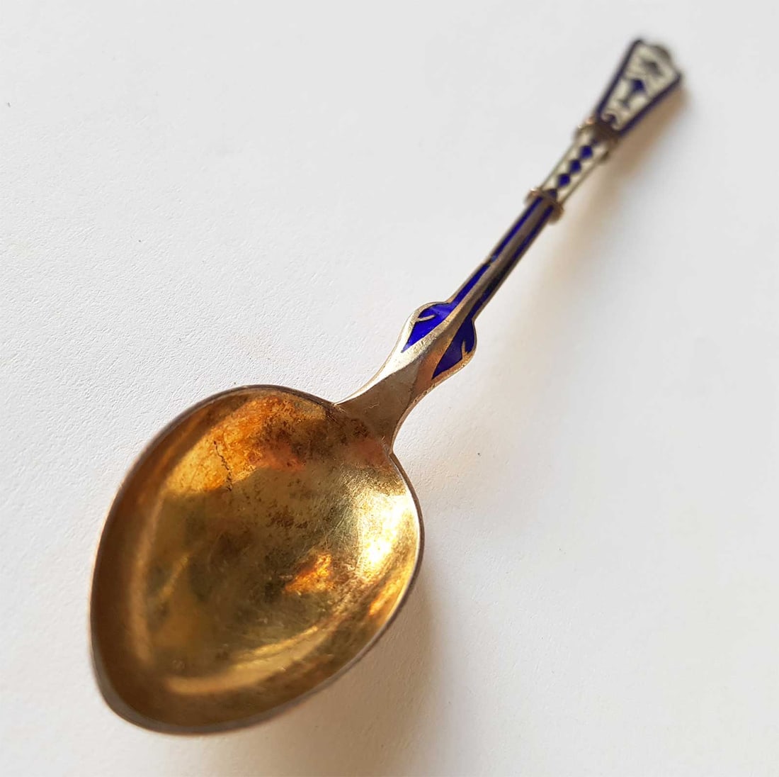 SILVER & ENAMELED SPOON, 1896: Wonderful Gift! Price Reduced — Limited-Time Offer! PETER HERTZ STERLING SILVER and ENAMELED SPOON, MARKED, 1896 Peter Hertz sterling silver and enameled spoon. The spoon has a mark: '924' for
