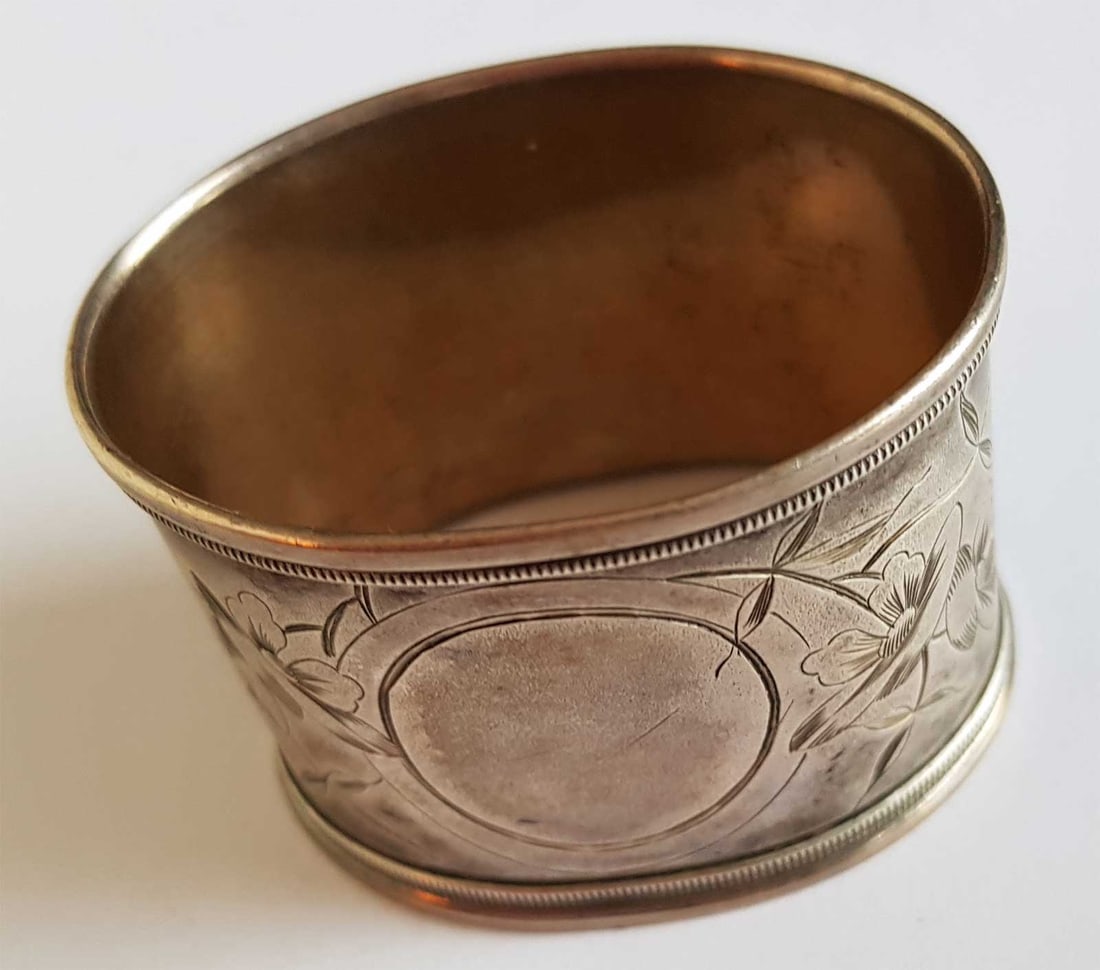 RUSSIAN SILVER NAPKIN RING, MARKED (1 of 10)