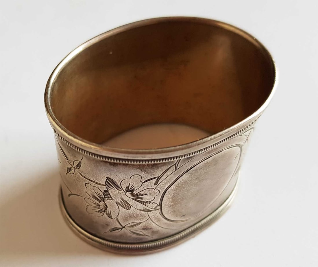 RUSSIAN SILVER NAPKIN RING, MARKED - 4