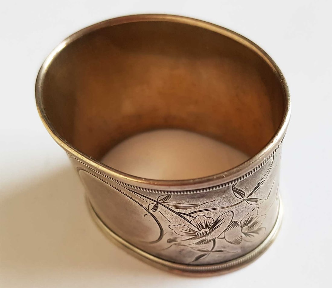 RUSSIAN SILVER NAPKIN RING, MARKED - 5