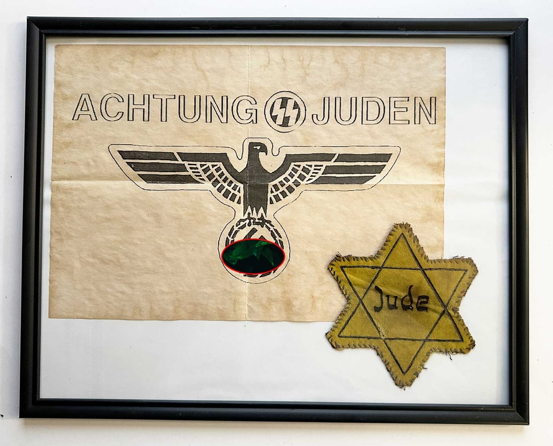 JEWISH WWII STAR of DAVID JUDE fr. GERMANY: Display Item! Price Reduced — Limited-Time Offer! JEWISH WWII STAR of DAVID JUDE from MUSEUM For your consideration is a rare cloth Star of David with the inscription "JUDE." This type of star was