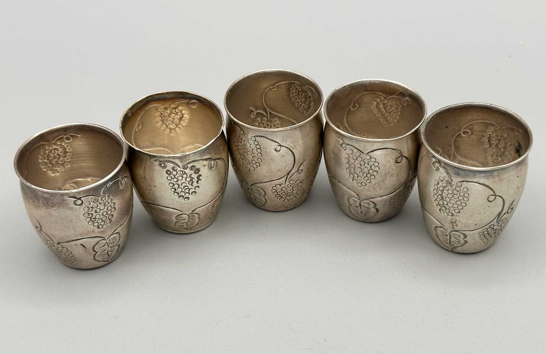 FIVE STERLING SILVER BEAKERs, MEXICO (1 of 8)