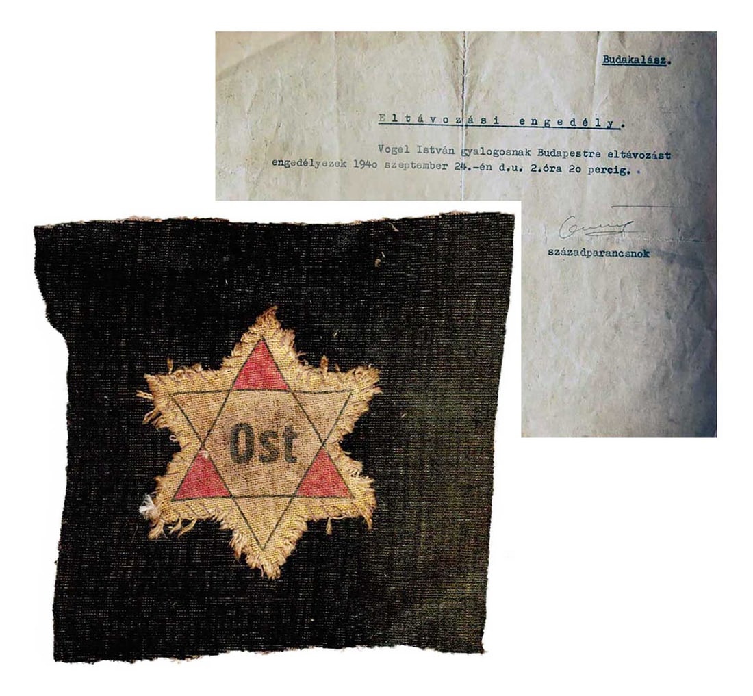 JEWISH WWII STAR of DAVID "OST" fr. HUNGARY: Display Item! Price Reduced — Limited-Time Offer! JEWISH WWII STAR of DAVID with INSCRIPTION "OST" from HUNGARY + DOCUMENT For your consideration is a rare cloth Star of David with the inscription "