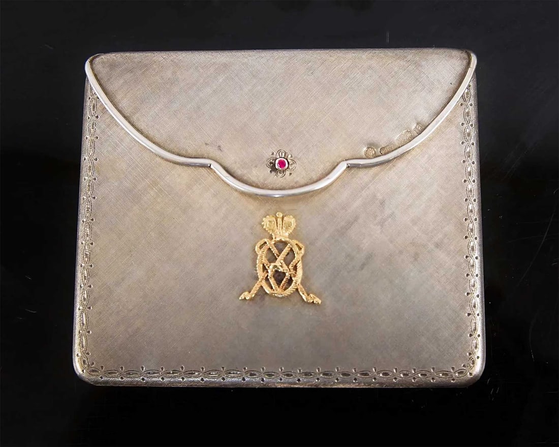 FABERGE - GOLD, SILVER & RUBY RUSSIAN COMPACT - 2