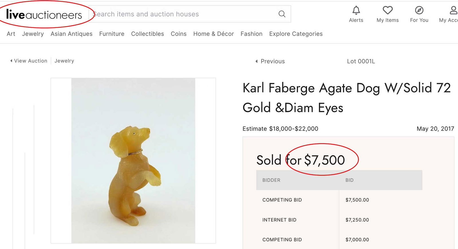 RUSSIAN AGATE DOG FIGURINE w. DIAMONDS - 15