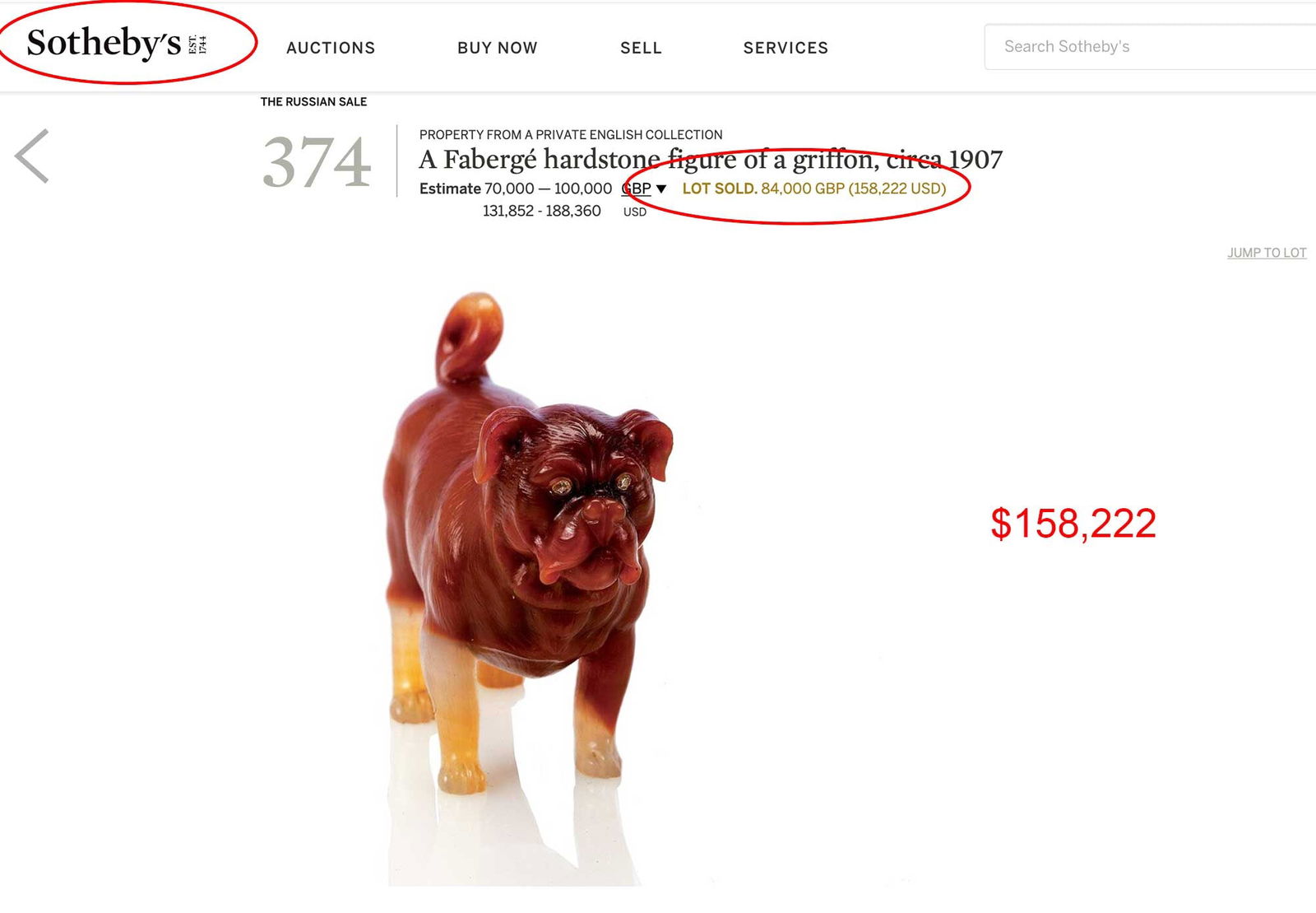 RUSSIAN AGATE DOG FIGURINE w. DIAMONDS - 17