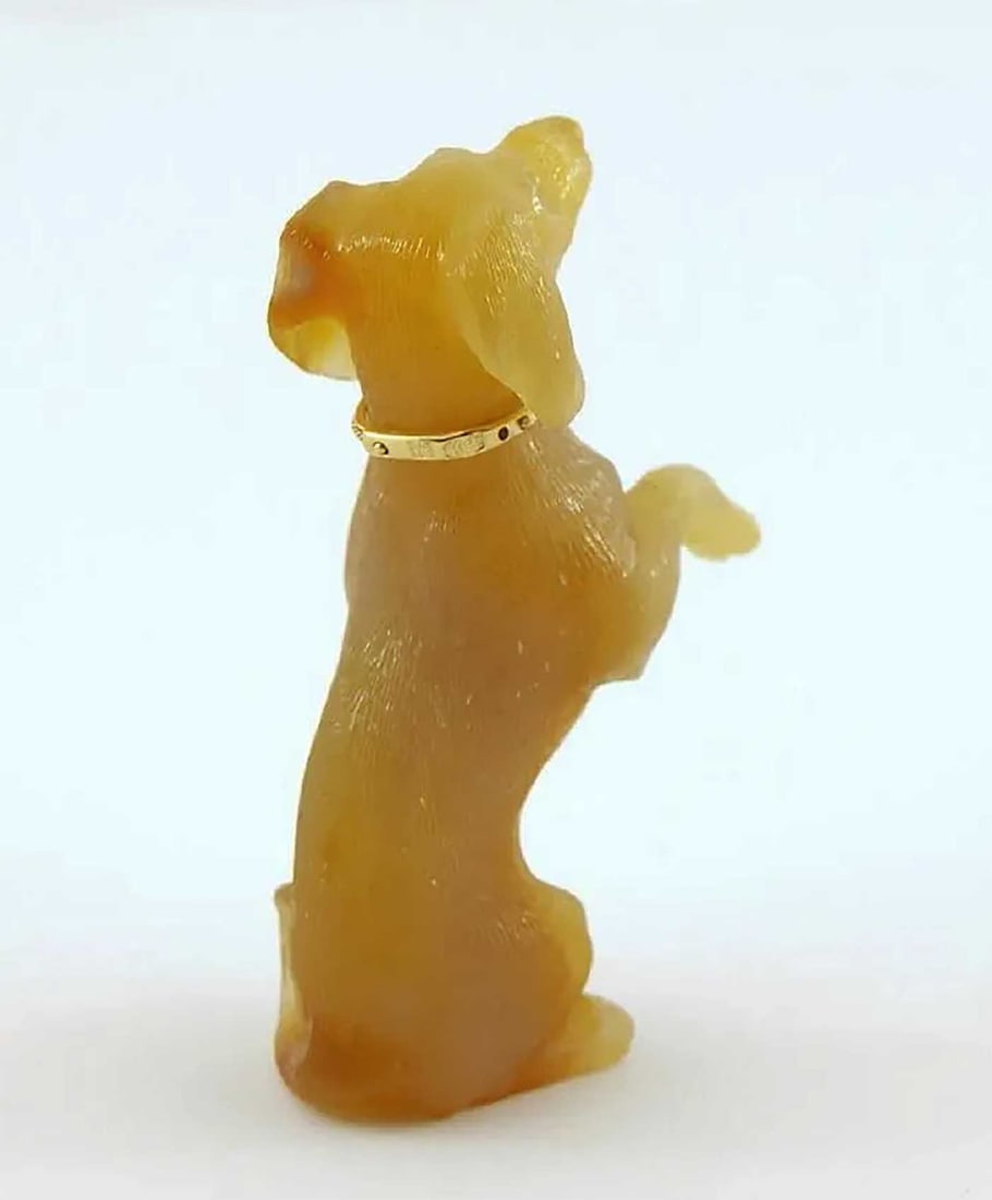 RUSSIAN AGATE DOG FIGURINE w. DIAMONDS - 9