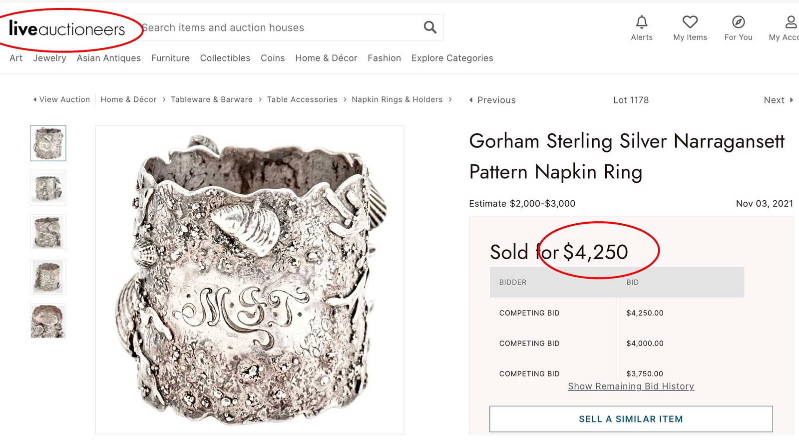 RUSSIAN SILVER NAPKIN RING, MARKED - 10