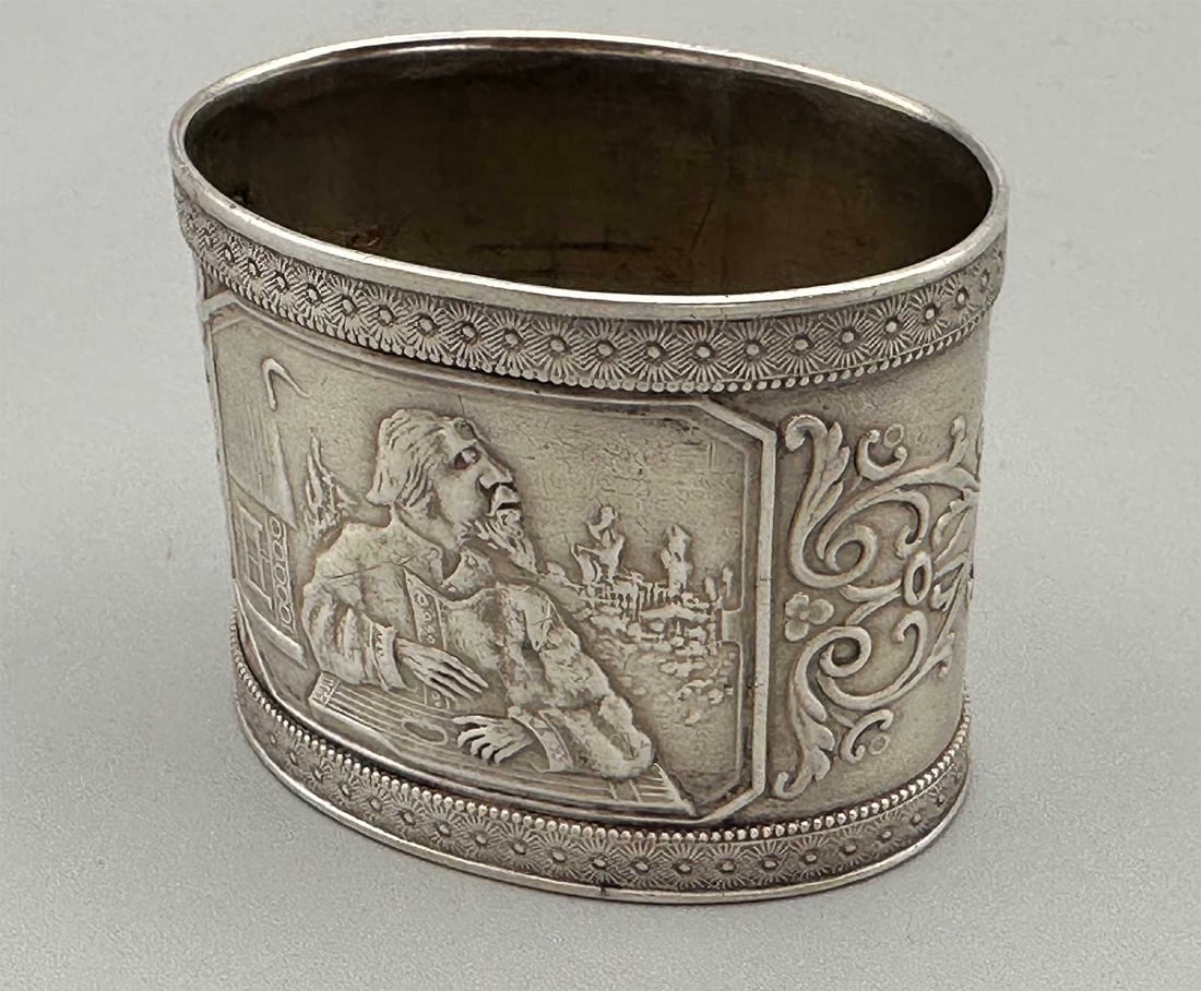 RUSSIAN SILVER NAPKIN RING, MARKED - 2