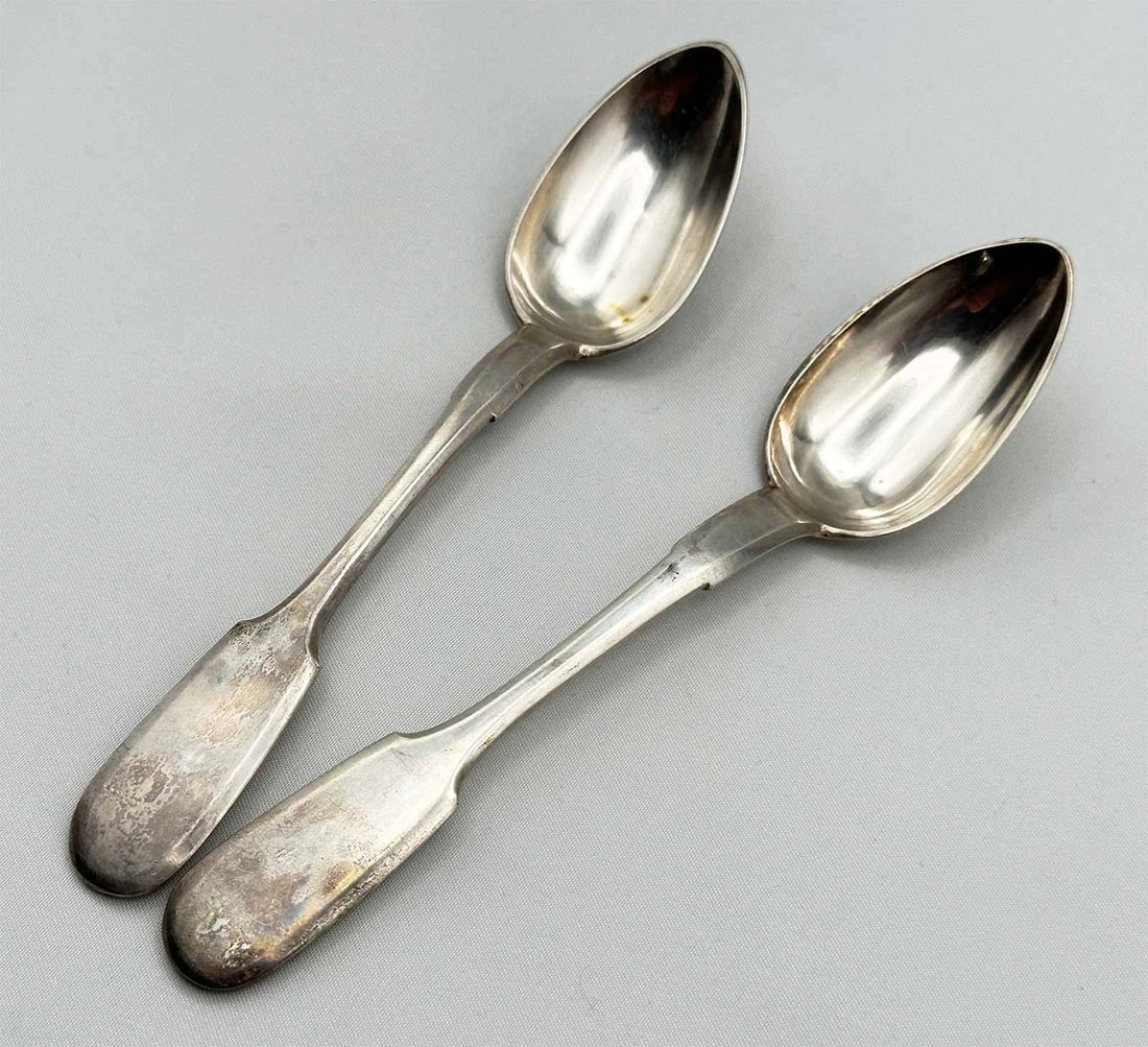 ANTIQUE RUSSIAN TWO SILVER TABLE SPOONs (1 of 6)